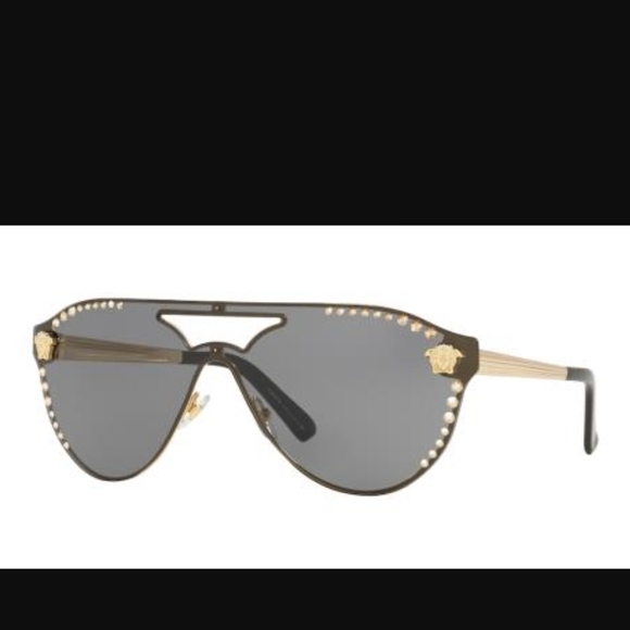 Versace Accessories - Womens Authentic Versace Black and Gold Studded Sunglasses